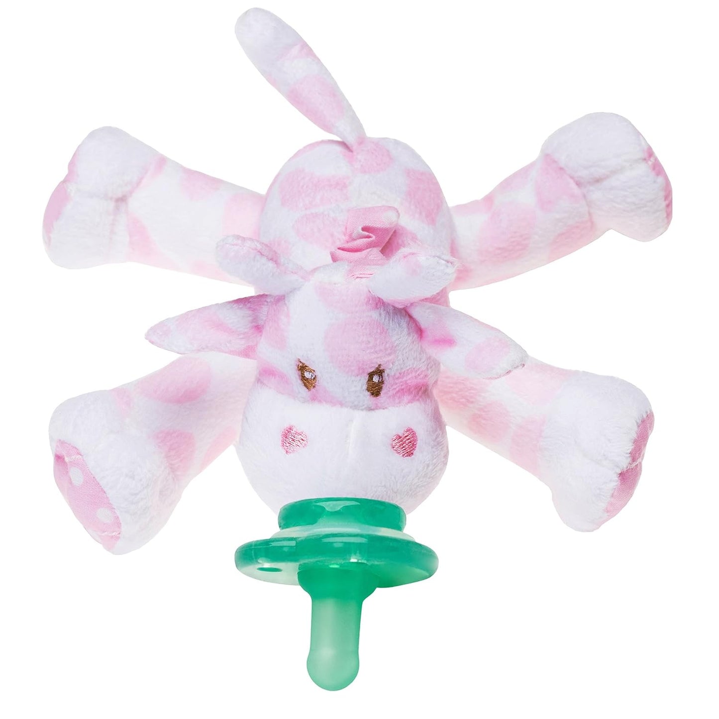 Nookums Paci-Plushies Shakies - Pacifier Holder with Built in Rattle (2 in 1)- Adapts to Name Brand Pacifiers, Suitable for All Ages, Plush Toy Includes Detachable Pacifier (Jaspie The Giraffe)