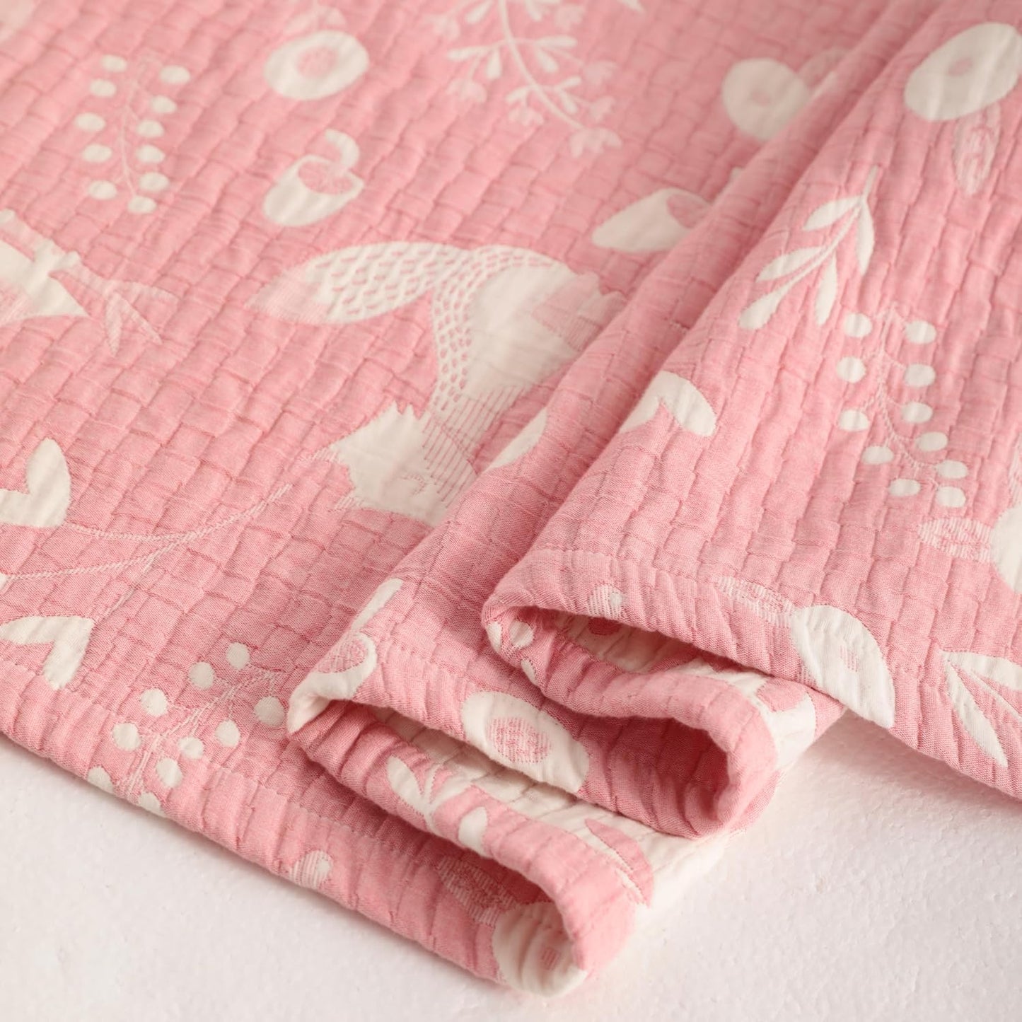 NTBAY 3 Layer Toddler Blanket, Muslin Cotton Jacquard Bed Blankets, Lightweight Thermal Baby Blanket, Super Soft and Warm Crib Blanket for All Seasons, Decoration Gift, 30"x40", Pink Owl