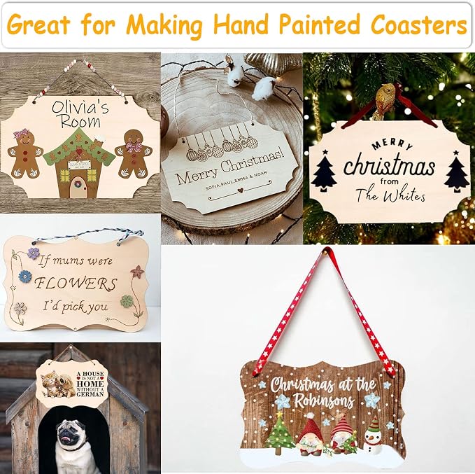 12Pcs Unfinished Wood Crafts, Rectangle-Shaped Wood Plaques