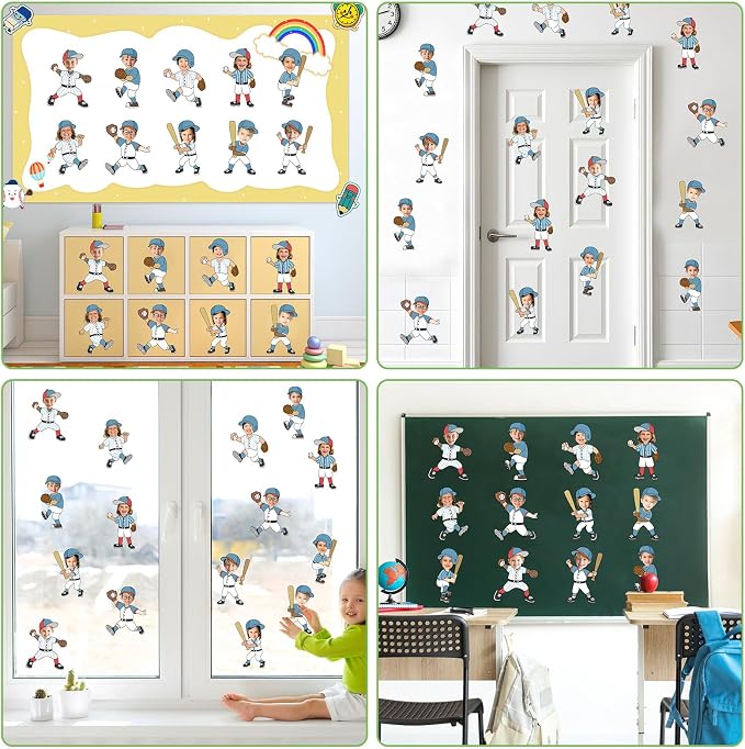 OBUSATT 60 Pcs Baseball Player Theme Cutouts Baseball Bulletin Board Decoration