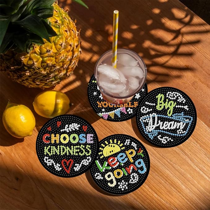 Gemozaic 8PCS Inspirational Diamond Art Coasters Kit