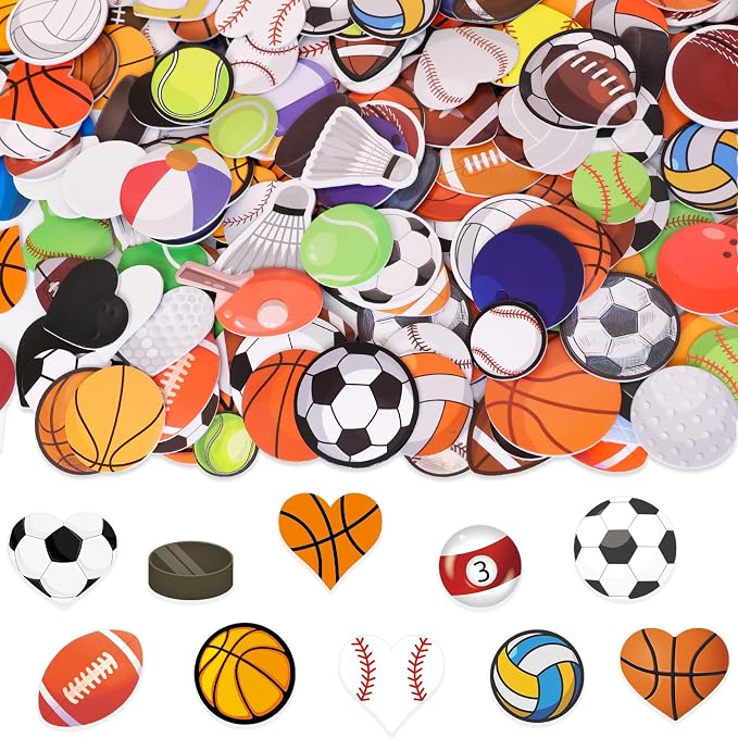 300Pcs Sports Foam Stickers Assorted Sport Ball Basketball Football Baseball