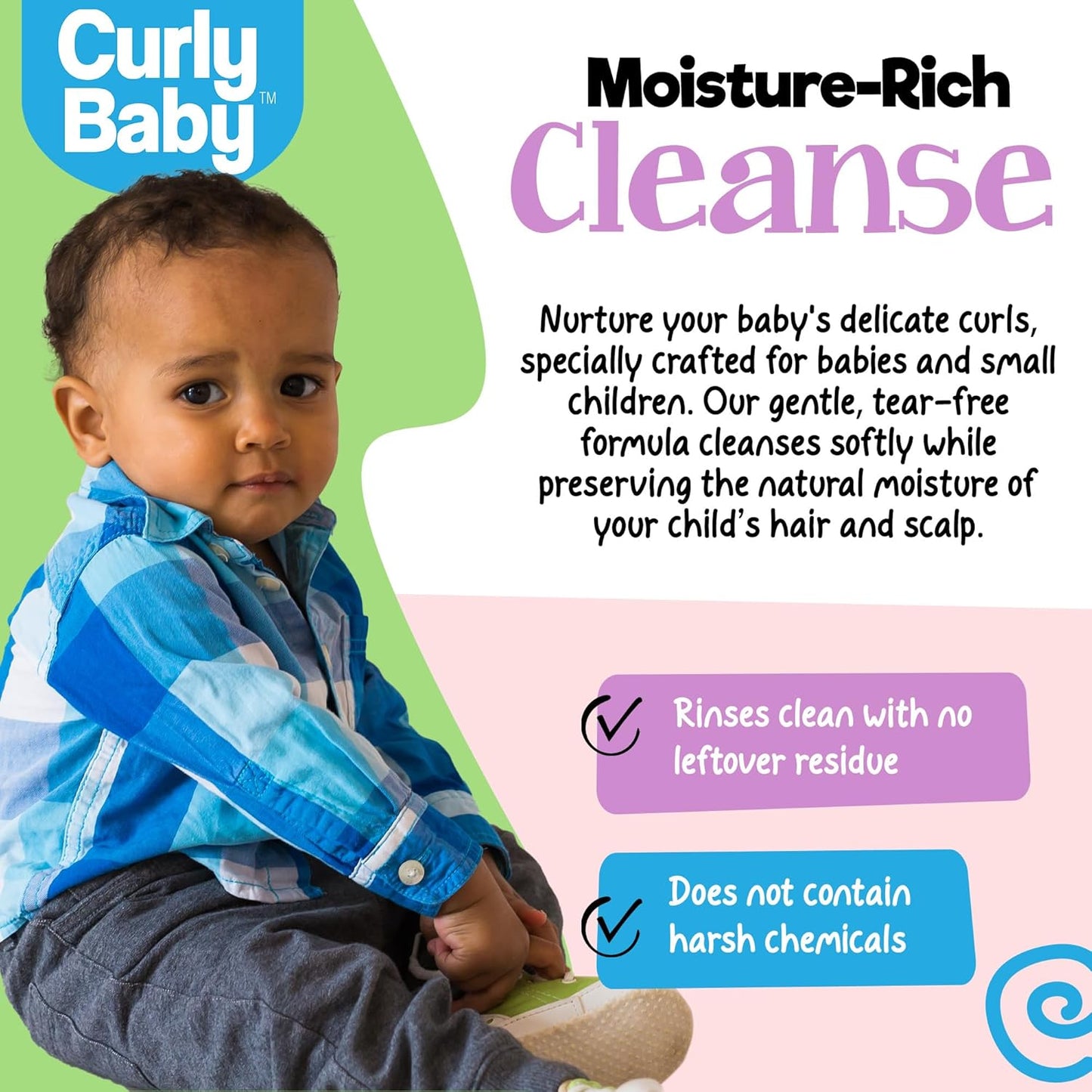Curly Shampoo - Tear-Free, Fragrance-Free, Dermatologist-Tested, Hypoallergenic Kids Shampoo for Curly, Kinky, Coily Hair - Gentle Cleanse, Moisturizing, Promotes Healthy Hair Growth - 8oz