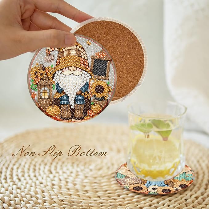 Axquilon 8 Pcs Fall Diamond Art Coasters Kit