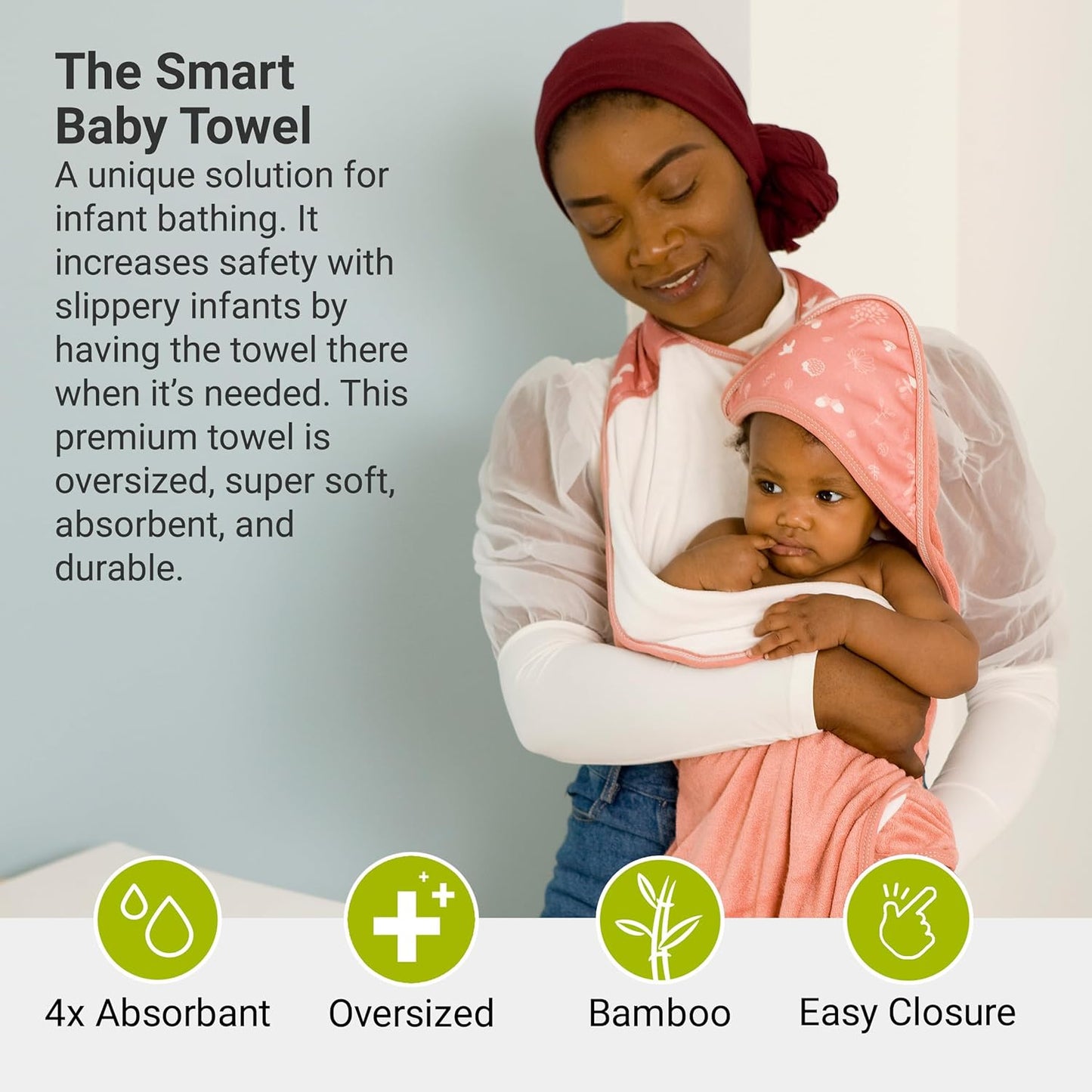 BabyToLove Extra Large Smart Baby Towel | Rayon Hooded Towel for Toddlers | Absorbent Design for Dry Parents | Ultra Soft & Cozy | Pink Forest