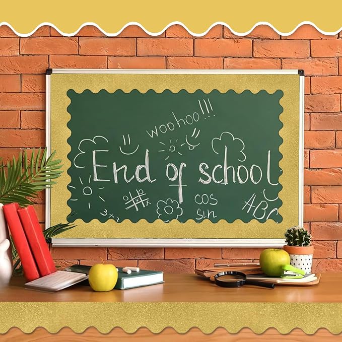 70Ft Shine Bulletin Board Borders，Scalloped Poster Boards Decorations Trim