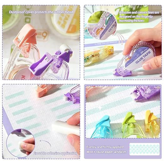Scrapbook Tape Set, 6 Pack Double Sided Tape Roller