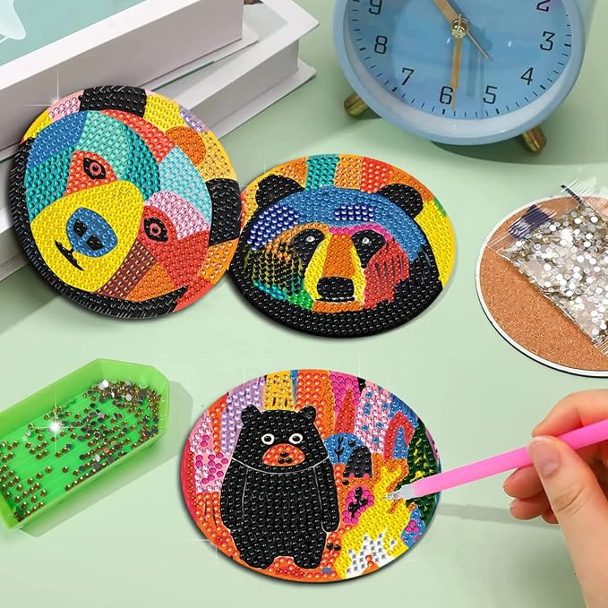 EWJRNSF 6 PCS Bruin Diamond Art Coasters DIY Kit