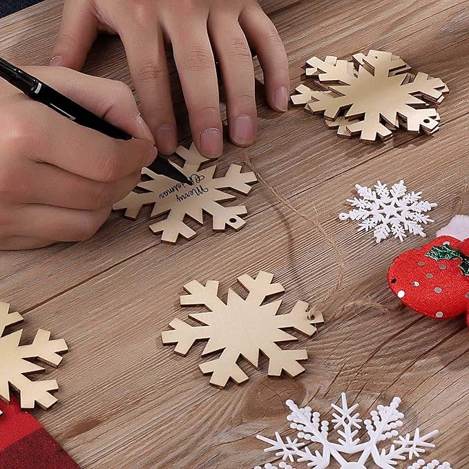 Unfinished Wooden Christmas Ornaments-Tmflexe 50-Pack Paintable Blank Xmas Tree