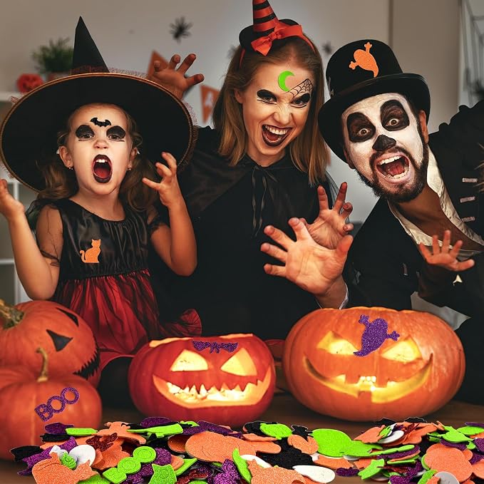 240Pcs Halloween Foam Stickers Glitter Self-Adhesive Craft Stickers