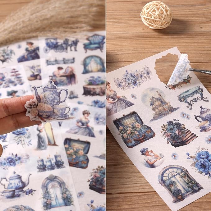 Vintage Ephemera Sticker 24 Sheets precut 300 washi Stickers Paper Journal