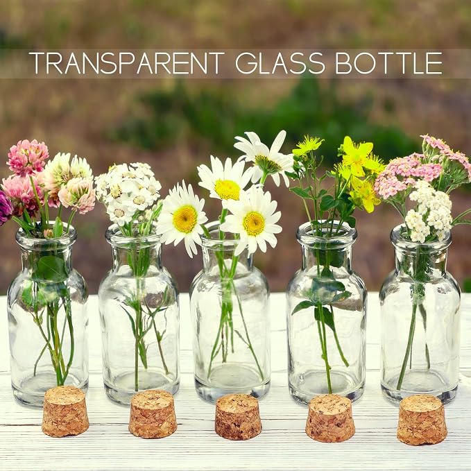 Yungyan 50 Pieces Small Mini Glass Bottles Jars