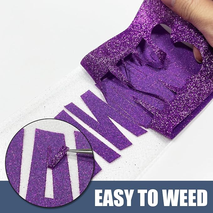 Purple Glitter Heat Transfer Vinyl 12" x 8 ft HTV