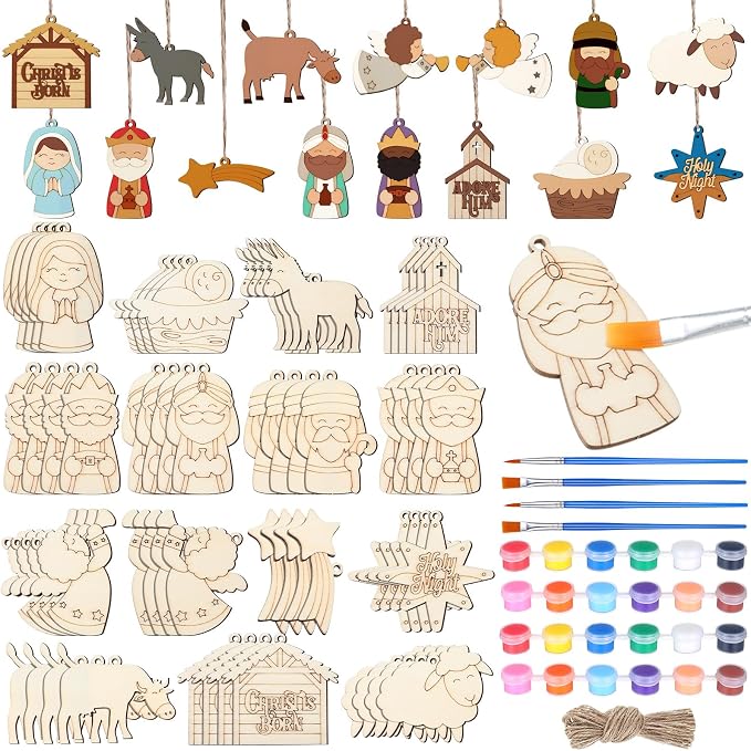 Cinnvoice 60 Pcs Wood Christmas Crafts