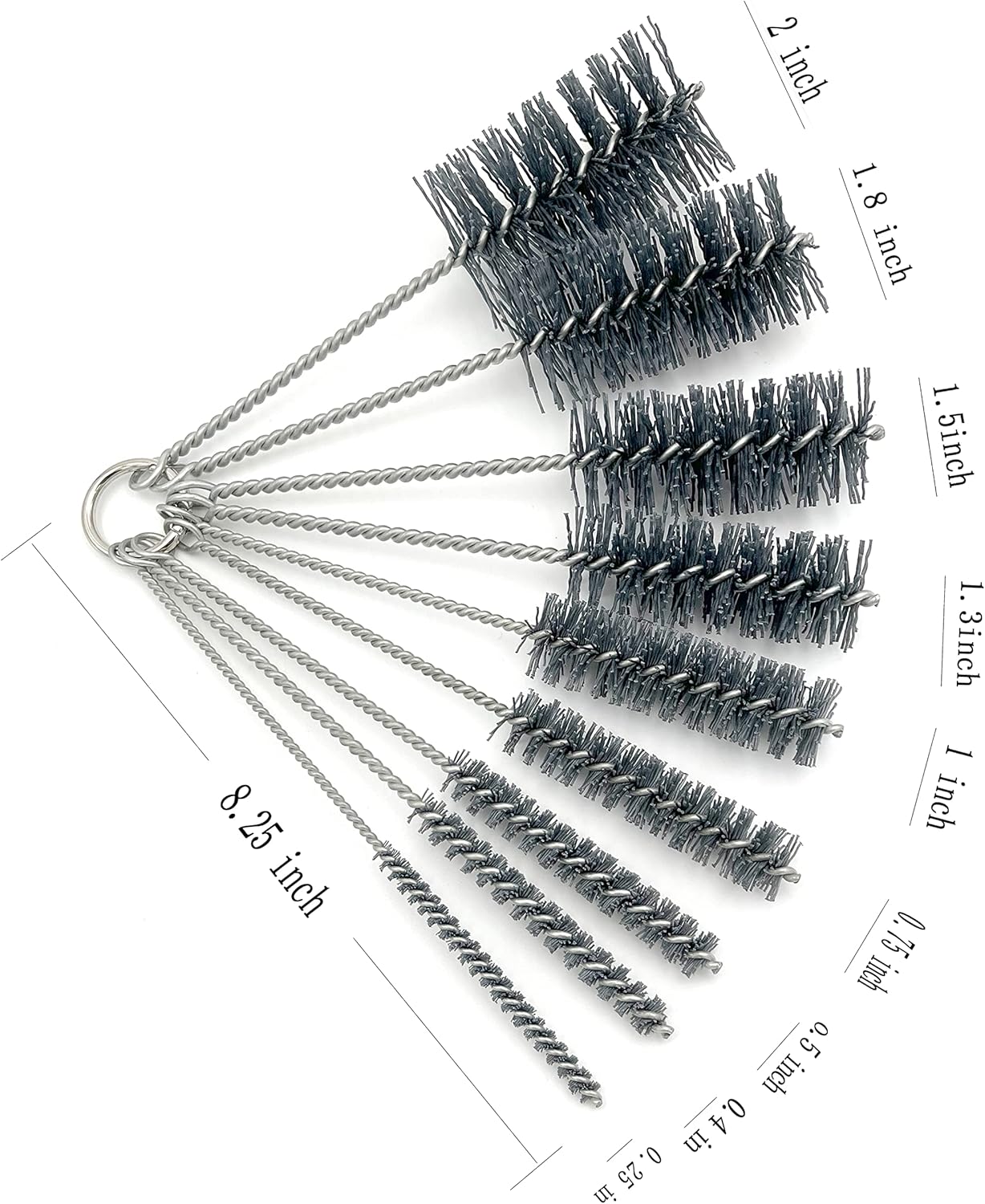 Pipe Cleaning Brush Set Abrasive Filament, 9 Piece Variety Pack for Removal of Rust, Corrosion, Paint