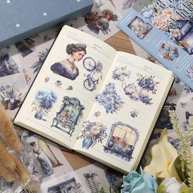Vintage Ephemera Sticker 24 Sheets precut 300 washi Stickers Paper Journal