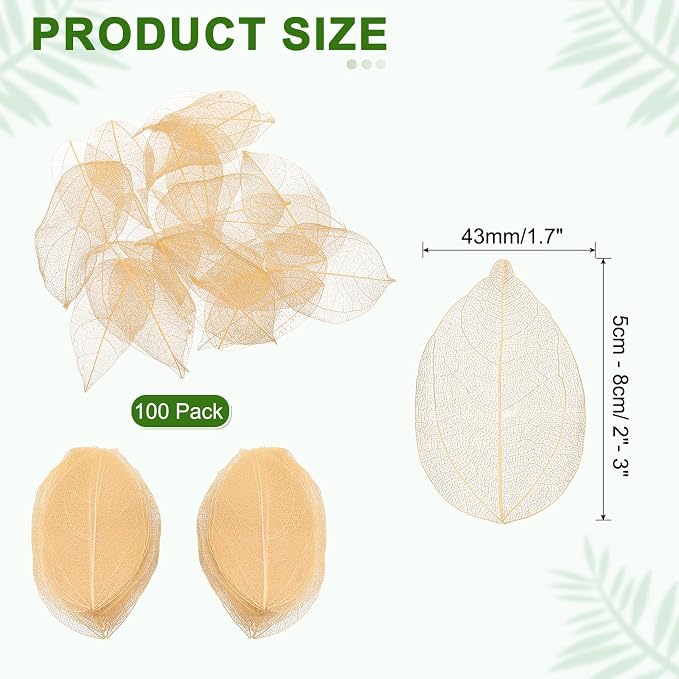 uxcell 100 Pcs Light Orange Skeleton Leaves