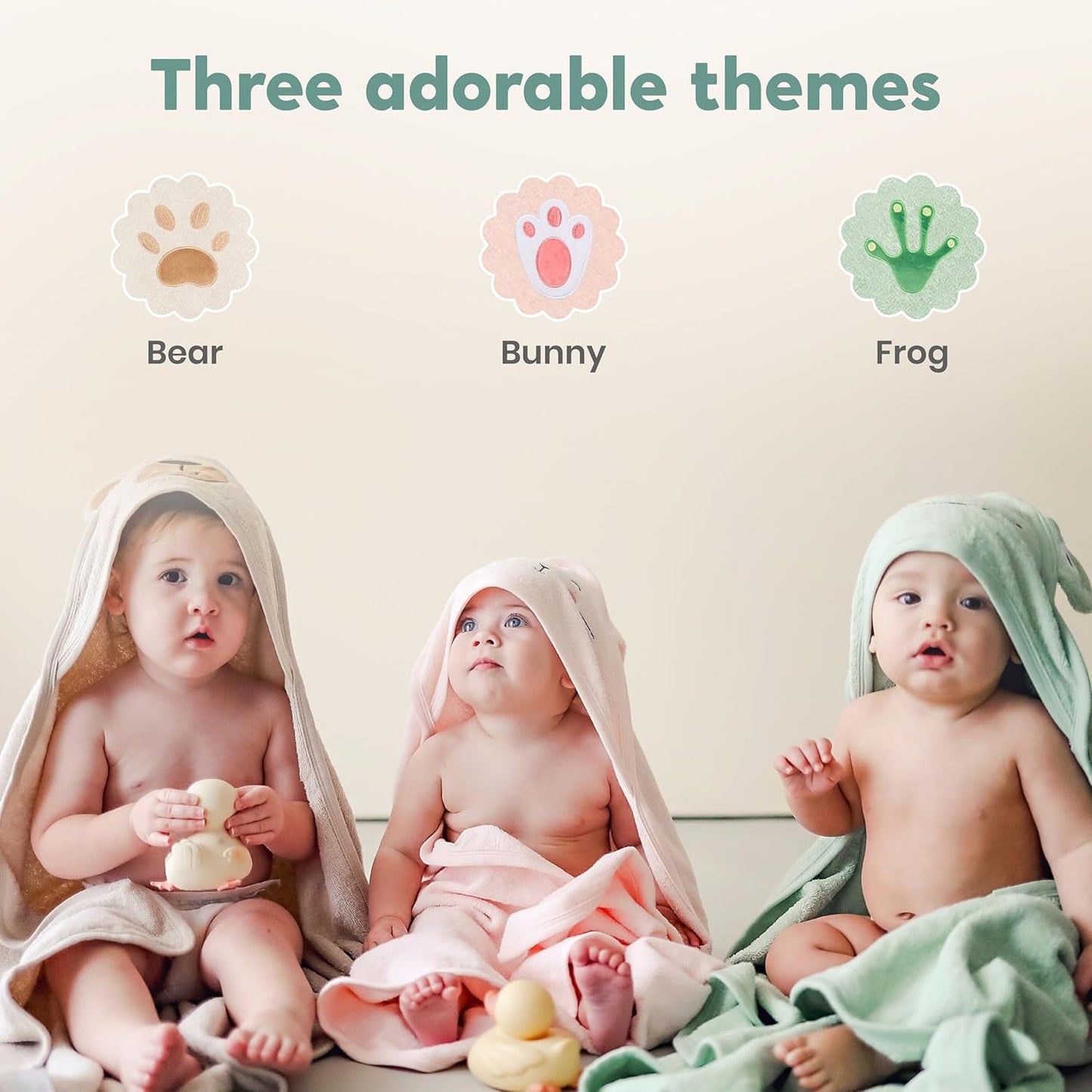 CuddleBug Hooded Baby Bath Towel & Washcloth Set (Bear) - 100% Cotton Terrycloth Hooded Baby Towels for Newborn & Toddler, Super-Soft & Ultra-Absorbent, Newborn Essentials (30" x 30") - Honey Beige