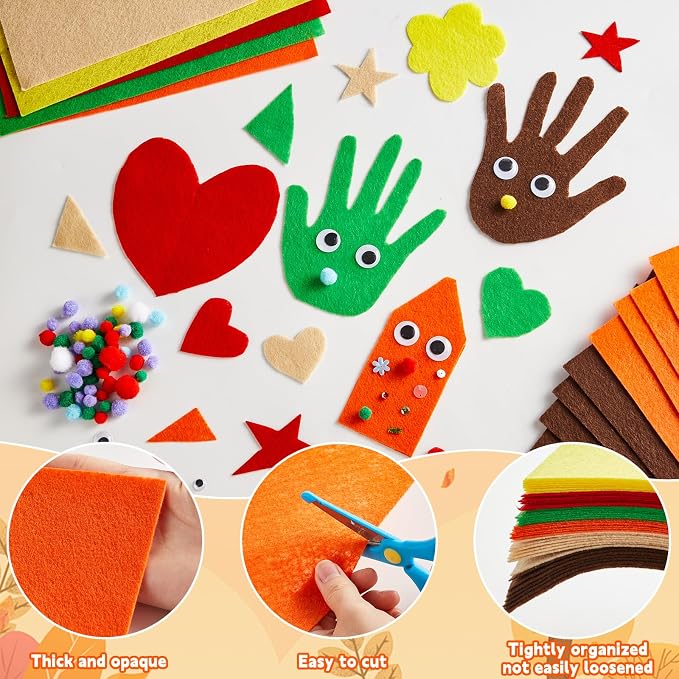 42Pcs Fall Felt Fabric Sheets 8 x 12 Inch Autumn Yellow Orange Assorted Soft