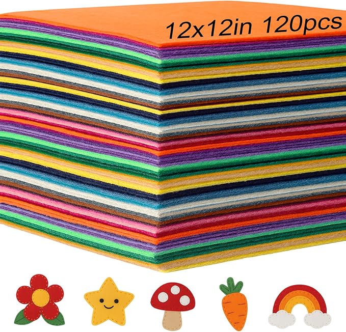 120PCS, 1mm Stiff Felt Fabric Sheets, 40 Assorted Colors, Felt Sheets