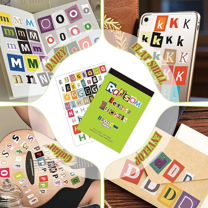 Letter Stickers Book-Scrapbook Supplies | 1500Pcs Vintage Ransom Alphabet