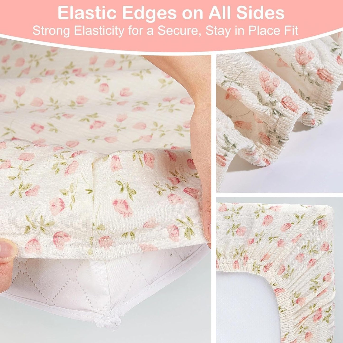 Basumee Muslin Changing Pad Cover Waterproof 2 Pack Baby Changing Table Covers for Boys and Girls Soft Breathable Nursery Diaper Change Table Cover Pad Fits 32"x16", Pink