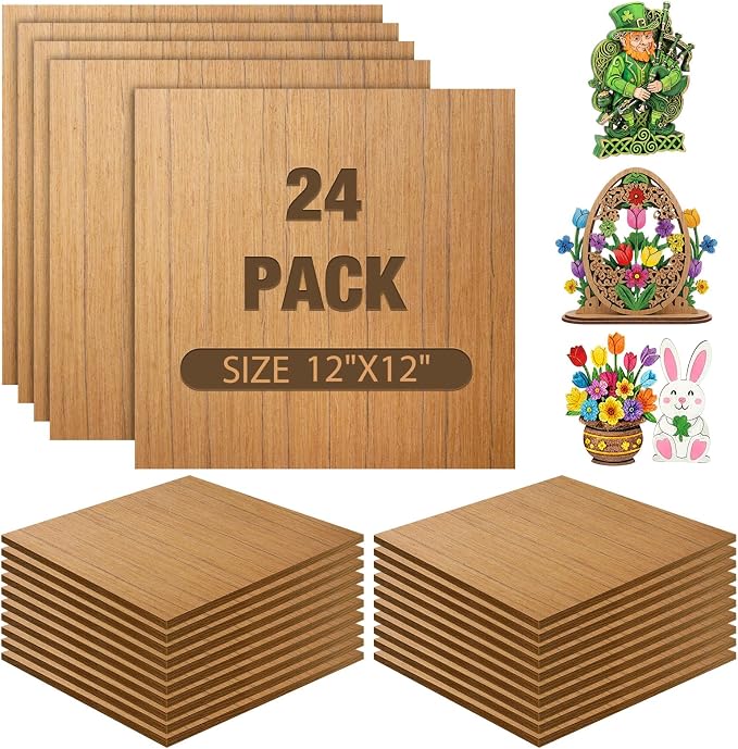 24 Pcs Teak Wood Color Wood Sheets Plywood Board