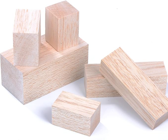 Sumind 12 Pcs Balsa Blocks for Carving 4 Sizes Whittling Wood Carving Kit for
