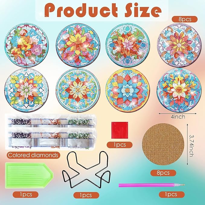 ijbnhd Mandala Diamond Painting Coasters Kit
