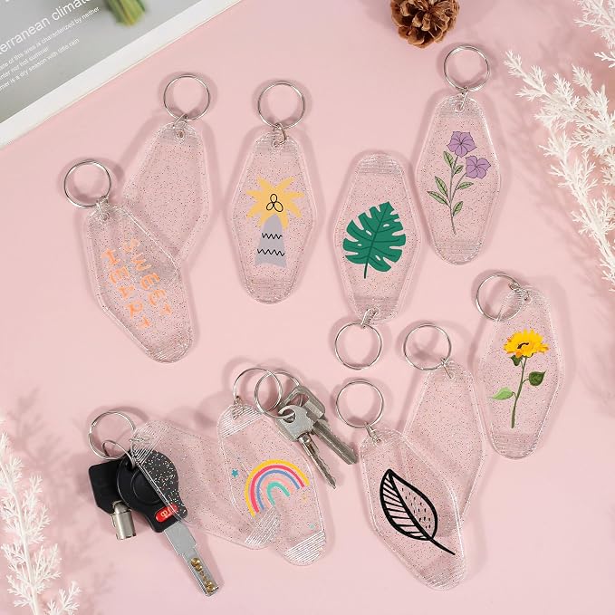 Yoption 50pcs Blank Motel Keychain Bulk