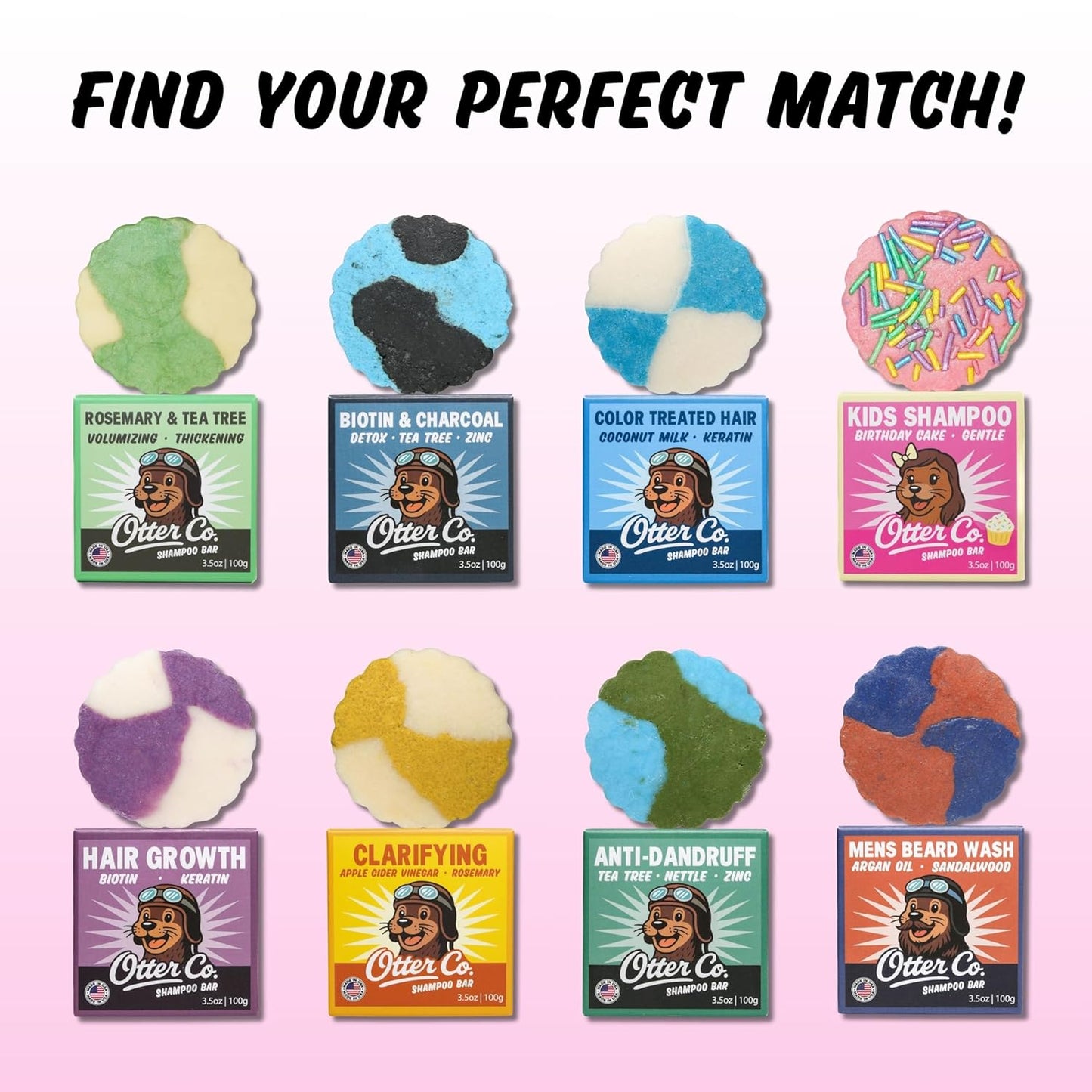 Otter co. Kids Gentle Birthday Cake Shampoo Bar – Tear Free Toddler Shampoo – Sulfate Free & Non Toxic – Made with Organic Ingredients, Vegan, Cruelty Free, Natural & Hydrating for All Hair, USA Made