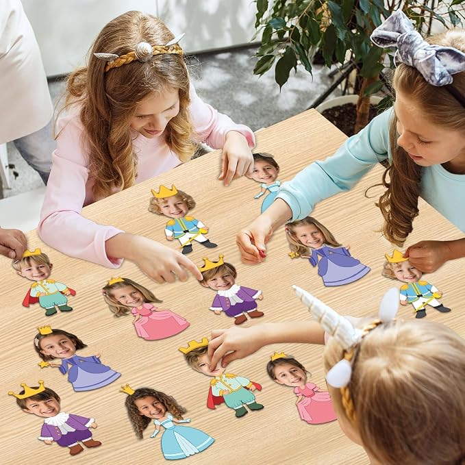 48Pcs Princess and Prince Crown Cutouts Bulletin Board Decorations Gold Crowns