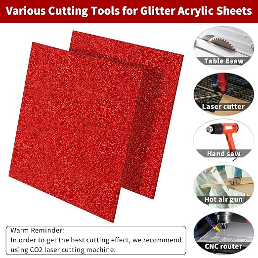 2 PCS 10 x 10 inch Glitter Colored Plexiglass Acrylic Sheets