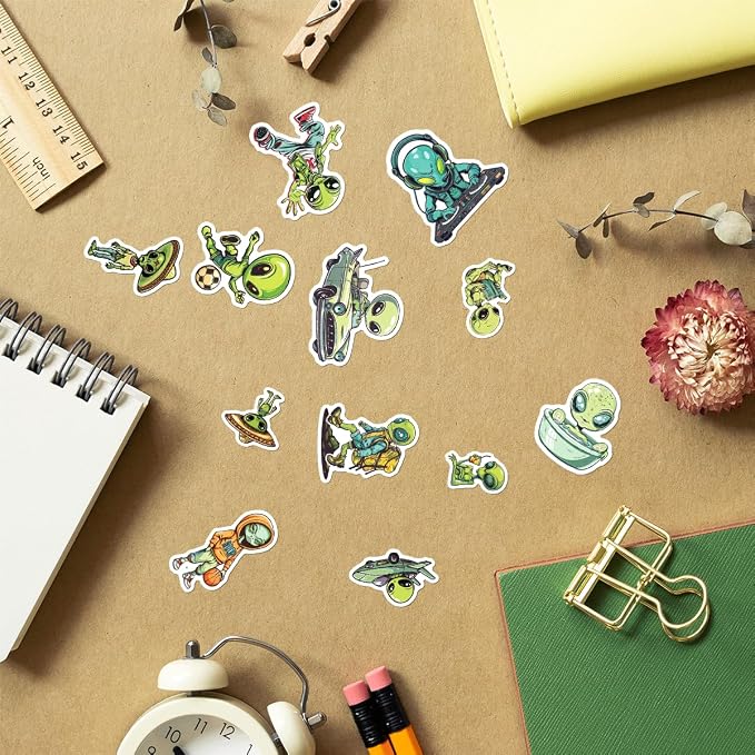 Funny Alien Lifestyle Stickers Pack 50Pcs Cool Vinyl Decals
