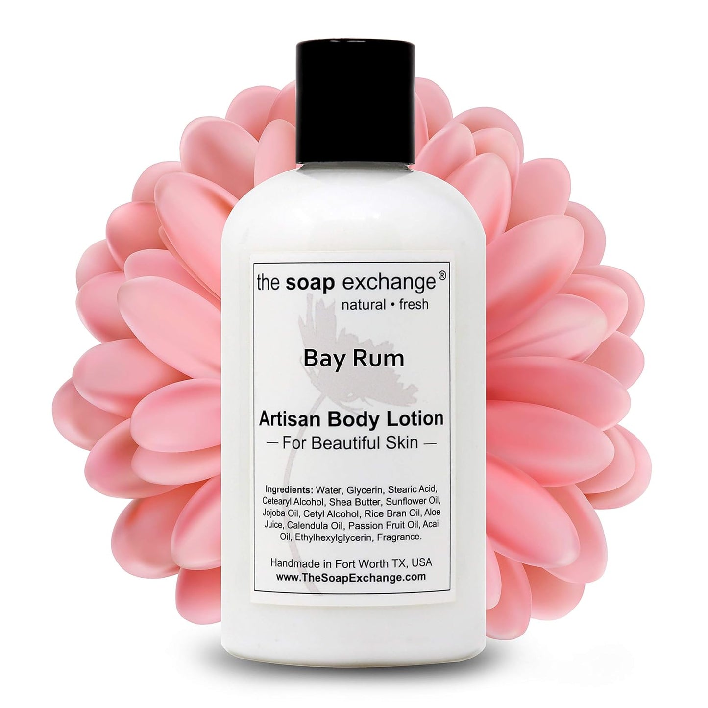The Soap Exchange Body Lotion - Bay Rum Scent - Hand Crafted 8 fl oz / 240 ml Natural Artisan Skin Care for Hand, Face, & Body, Moisturize, Hydrate, & Protect. Made in the USA.