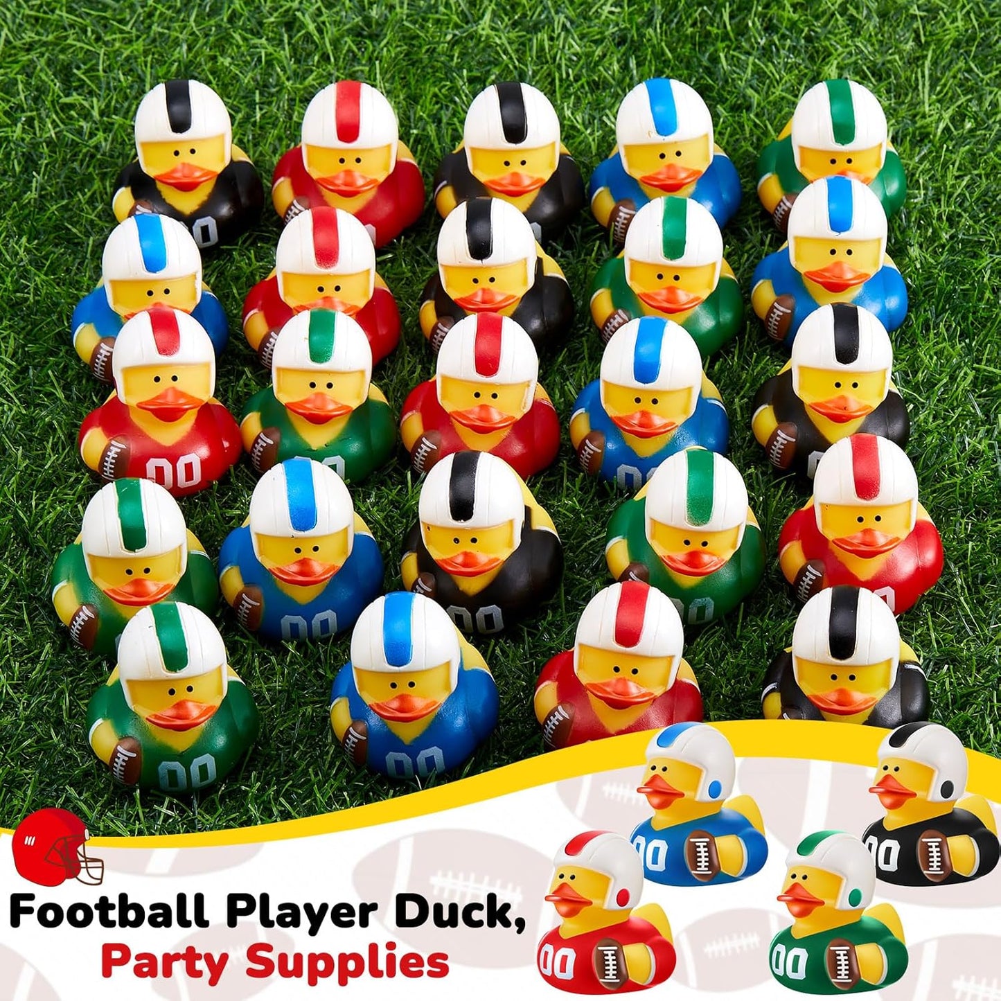 Deekin 24 Pcs Rubber Duck 2 Inch Bulk Sport Party Favors for Birthday Party Decorations Club Player Gift (Football Player)