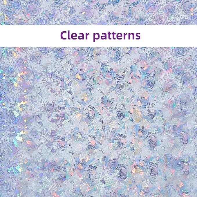 Transparent PVC Clear Vinyl Faux Leather Sheets, 11.8 x 48 Inch Holographic