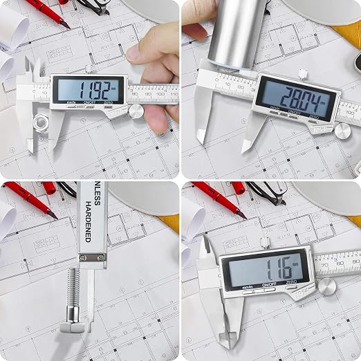 Digital Caliper Measuring Tool, IP54 Waterproof Stainless Steel Vernier Caliper