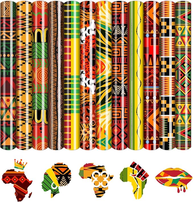 HTVSTD Kwanzaa HTV Heat Transfer Vinyl 12 Sheets 12×10in Iron on Vinyl | Africa
