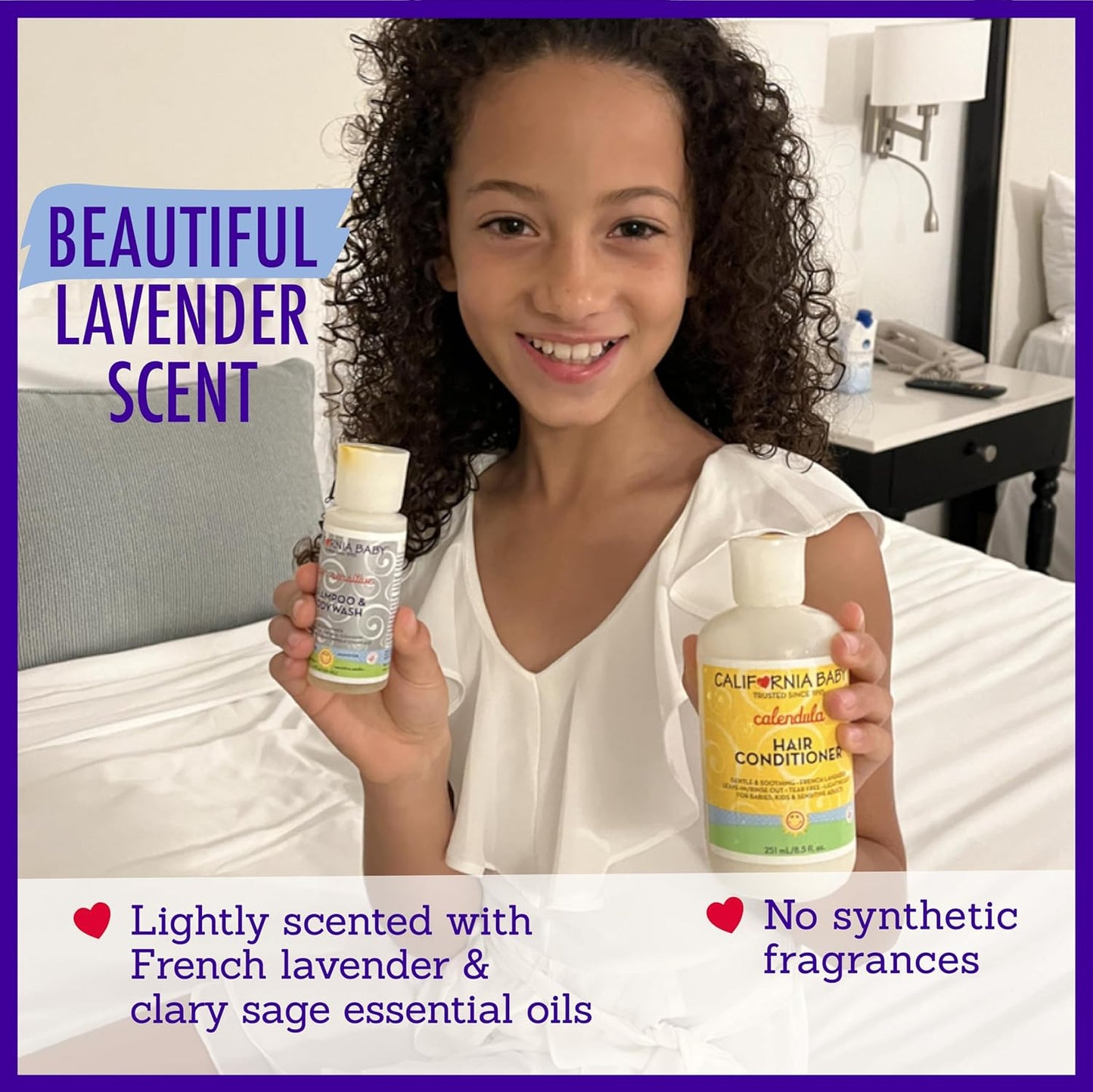California Baby Calendula Hair Conditioner | 100% Plant-Based Kids Conditioner | Rinse-out or Leave in Conditioner | Lavender Scent | 251 mL / 8.5 oz