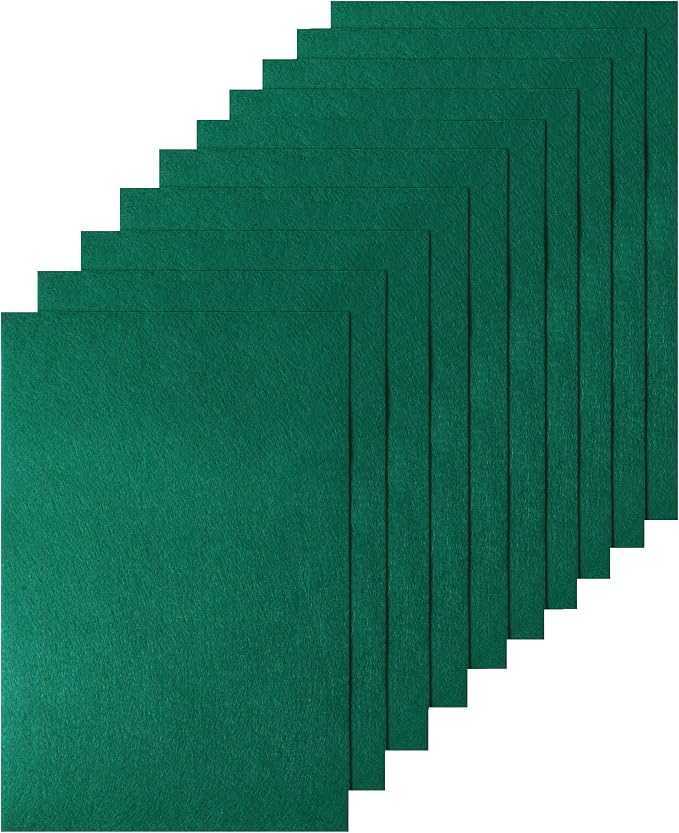 10Pcs Green Felt Sheets, A4 Size Felt Fabric Sheets, Sewing Felt Squares
