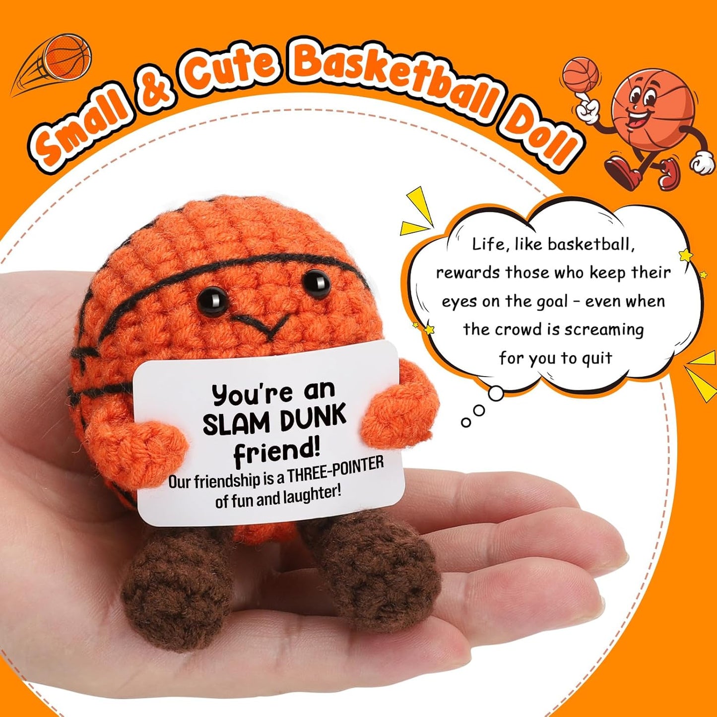 Funny Friendship Gifts for Best Friends Men Women, Handmade Crochet Basketball Decor, Sentimental BFF Presents for Her Him, Cute Birthday for Coworker, Bestie Gag Gift