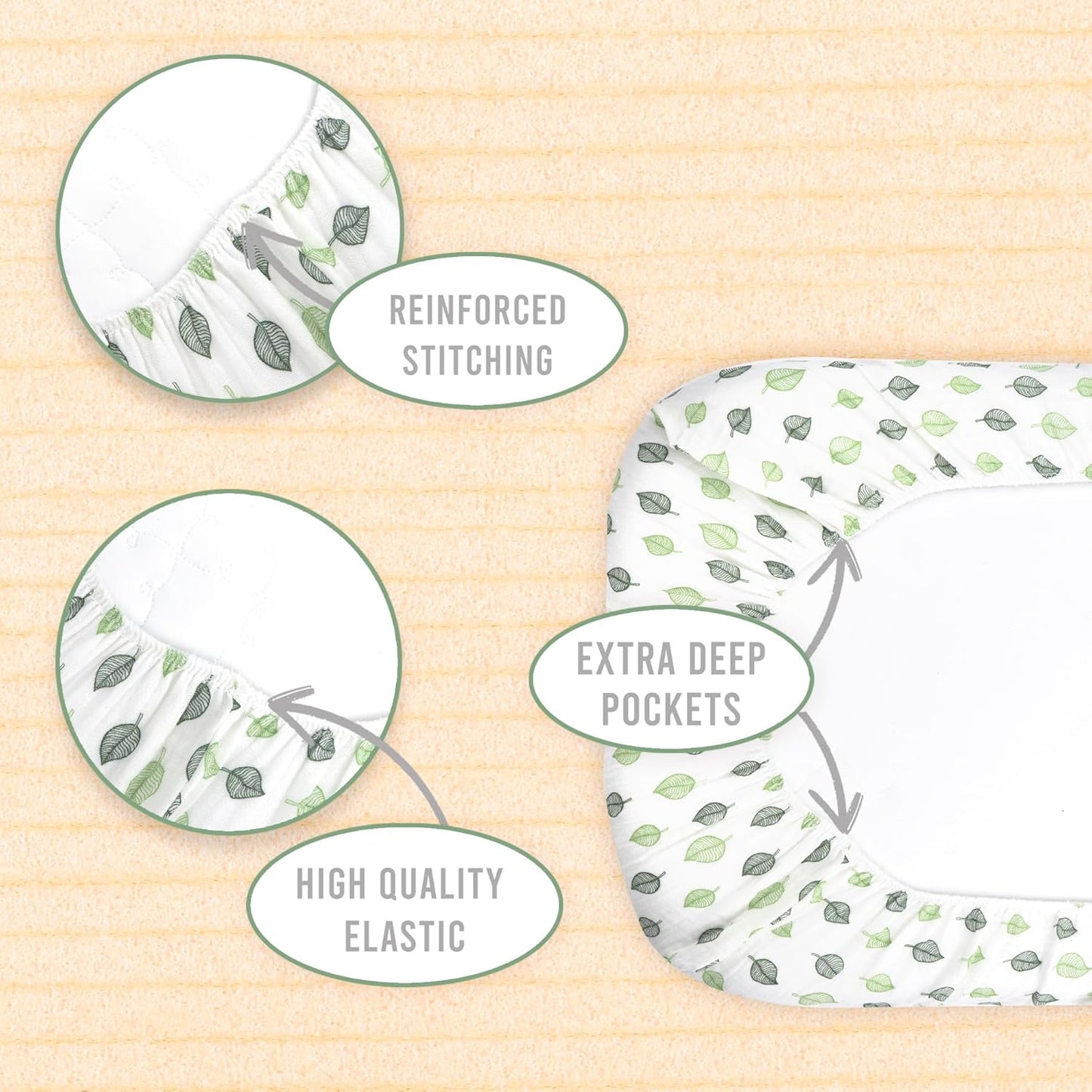 3-Pack Organic Muslin Bassinet Fitted Sheets, Compatible with Halo, Snoo, Graco, Dream On Me, Delta, and Other Standard Size Bassinets - Fits Oval, Hourglass, & Rectangle Shapes (32 x 16 x 4 Inches)