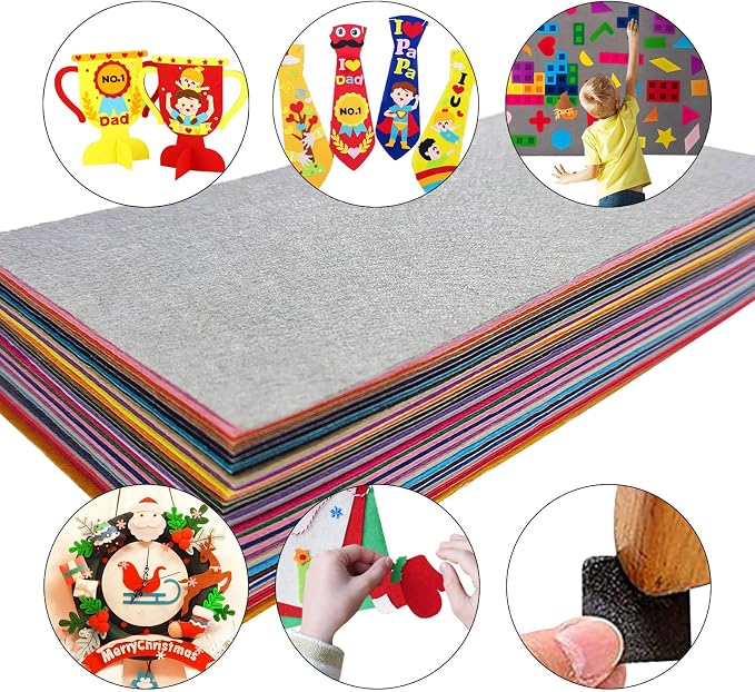 Jtnohx Self Adhesive Felt Sheets, Adhesive Backed Felt, 33 Colors Sticky Back