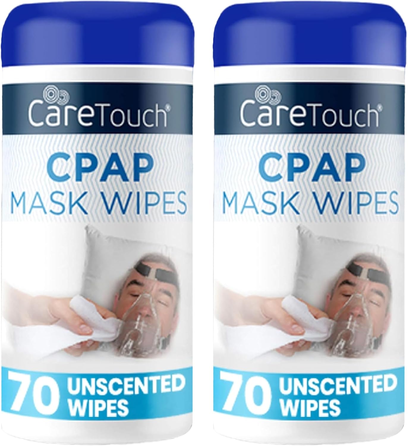 CareTouch CPAP Mask Wipes - 2 Packs of 70 Unscented Cloths for Daily Mask Care - 140 Total Soft Cleaning Sheets for CPAP Equipment - Gentle, Convenient, and Easy to Use