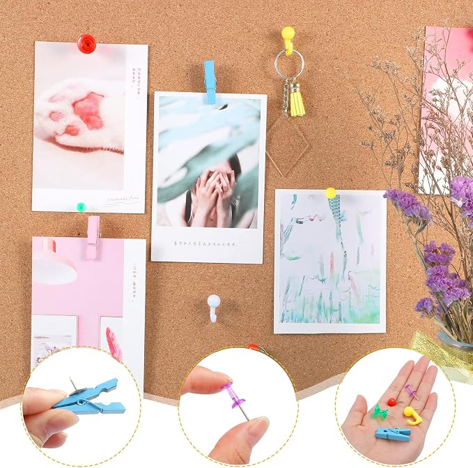 BESARME 200 Pcs Push Pins for Bulletin Board, Thumb Tacks for Cork Board |