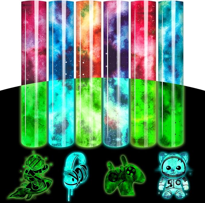 Tintnut Galaxy Glow in the Dark HTV Vinyl, stretch washable, suitable