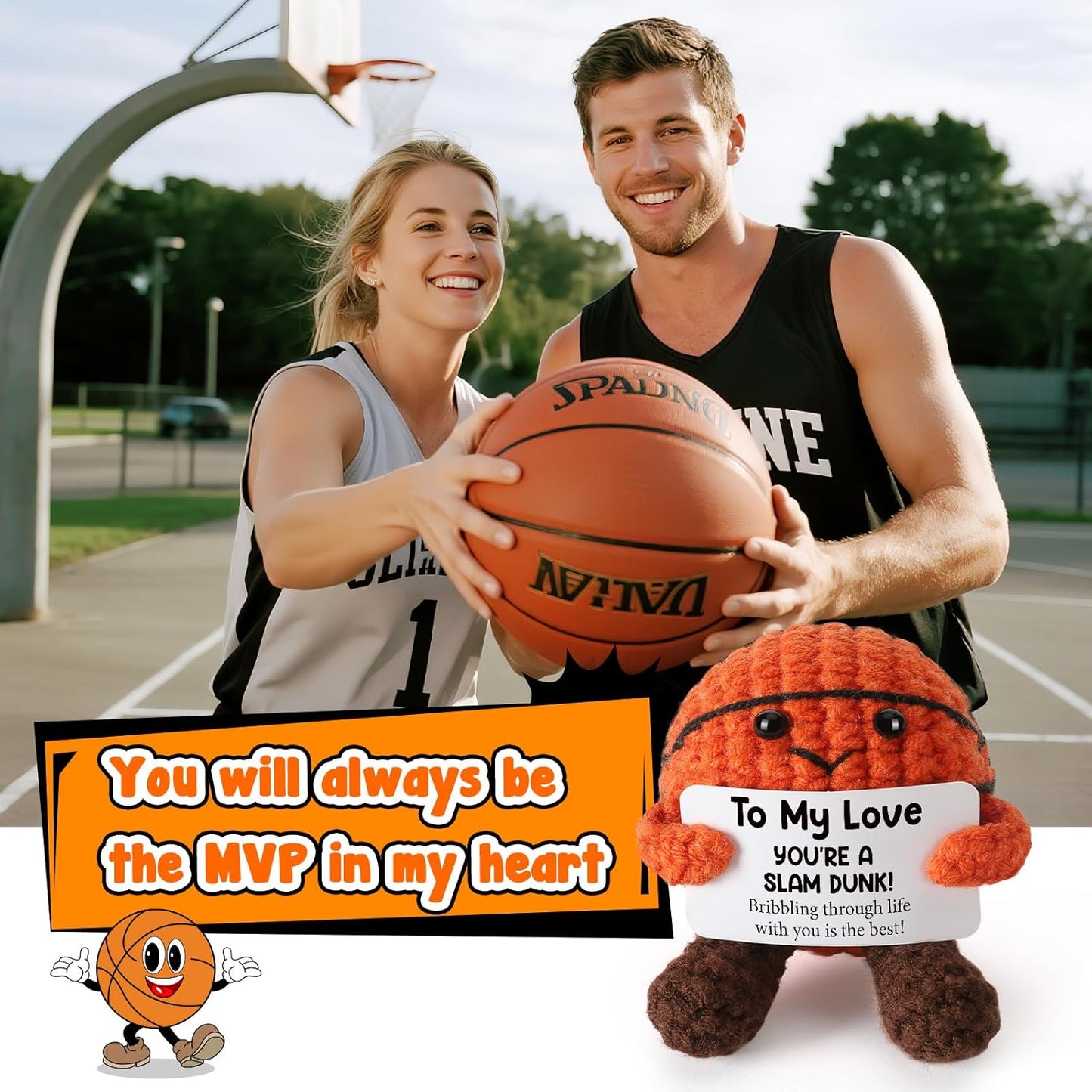 Romantic Gifts for Him Her Boyfriend Girlfriend, to My Love Handmade Crochet Basketball Decor, Birthday Wedding Anniversary Presents for Husband Wife Couple, I Love You Gift for Women Men