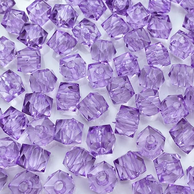 400pcs 8mm Acrylic Cube Faceted Beads Colorful Square Plastic Spacer Beads