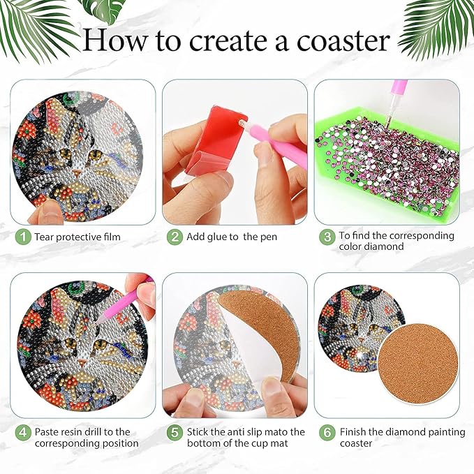 EWJRNSF 6 PCS Diamond Art Coasters Kit